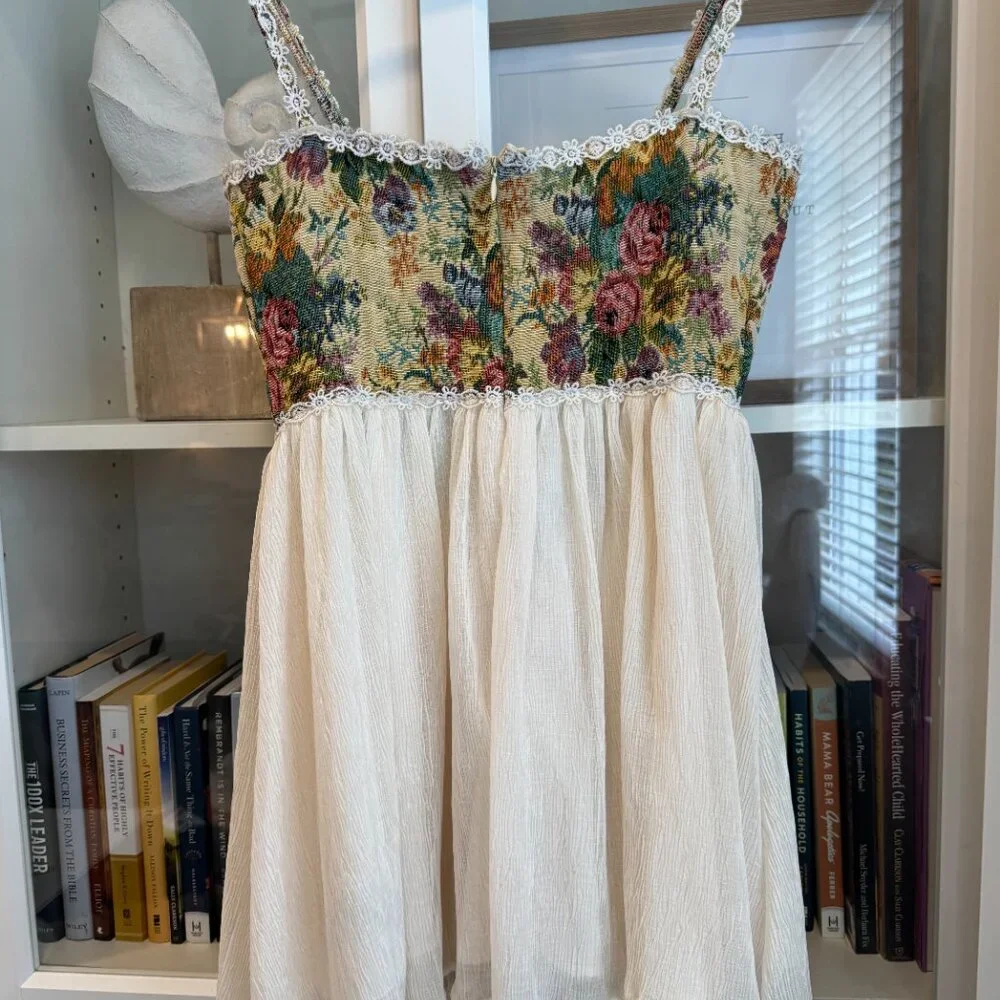 Garden Corset Mini Dress Cottagecore Fairy Romanticcore Size S